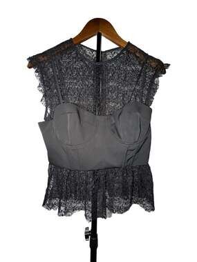 NWT Zara Black Lace Corset Peplum Top - Size M